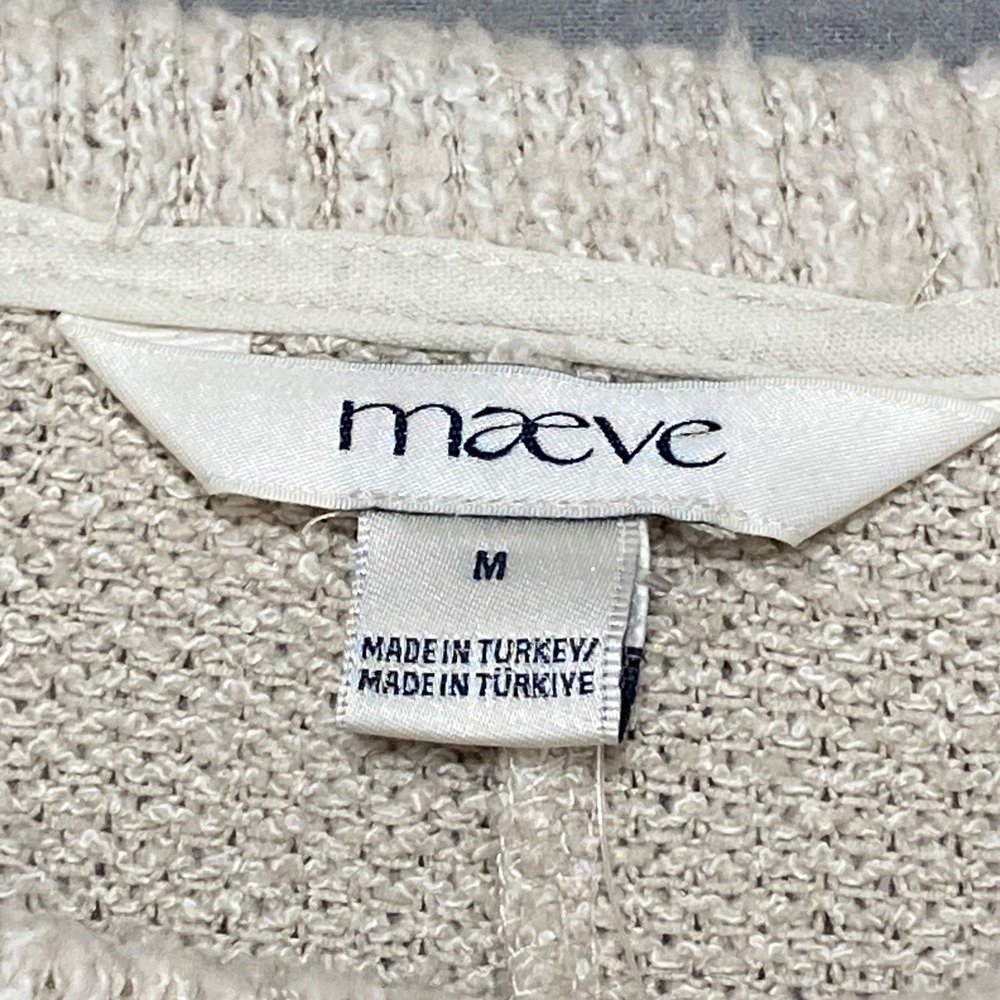 NWT Maeve Women's Medium Anthropologie Beige Knit Lace Hem Short Sleeve Top - Picture 2 of 9